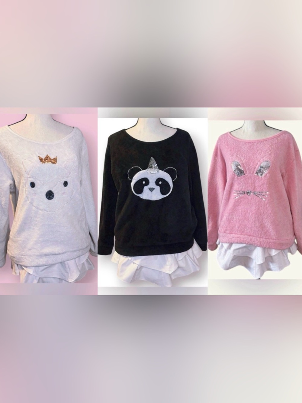 Kidcore animal face pajama top set - girls L & XL
